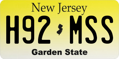NJ license plate H92MSS