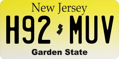 NJ license plate H92MUV