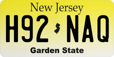NJ license plate H92NAQ