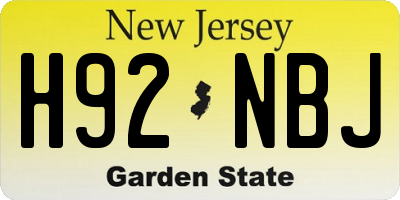 NJ license plate H92NBJ