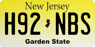 NJ license plate H92NBS