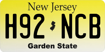 NJ license plate H92NCB