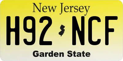 NJ license plate H92NCF
