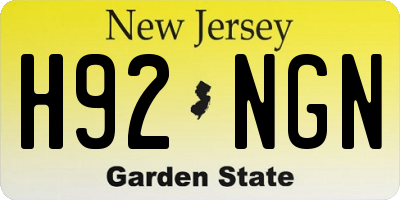 NJ license plate H92NGN