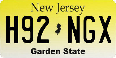 NJ license plate H92NGX