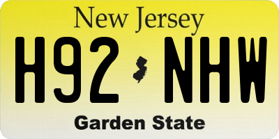 NJ license plate H92NHW