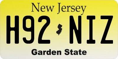 NJ license plate H92NIZ