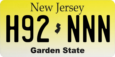 NJ license plate H92NNN