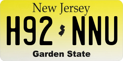 NJ license plate H92NNU