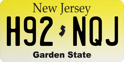 NJ license plate H92NQJ