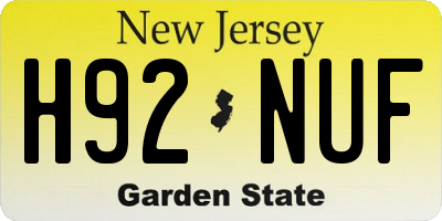 NJ license plate H92NUF