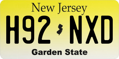 NJ license plate H92NXD