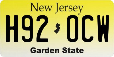 NJ license plate H92OCW