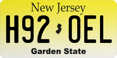 NJ license plate H92OEL