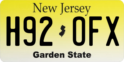 NJ license plate H92OFX