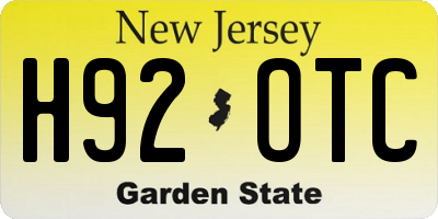 NJ license plate H92OTC