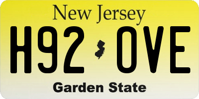NJ license plate H92OVE