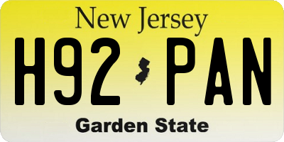 NJ license plate H92PAN