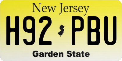 NJ license plate H92PBU