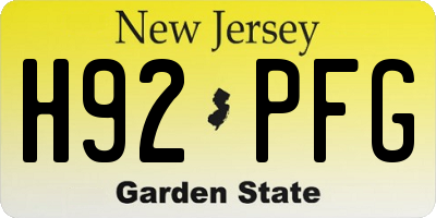 NJ license plate H92PFG