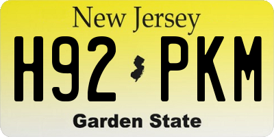 NJ license plate H92PKM