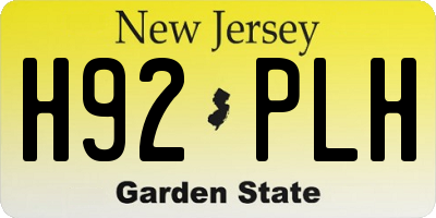 NJ license plate H92PLH