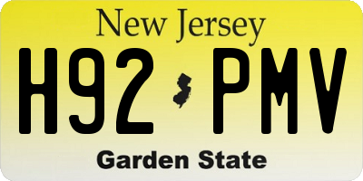 NJ license plate H92PMV