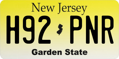 NJ license plate H92PNR