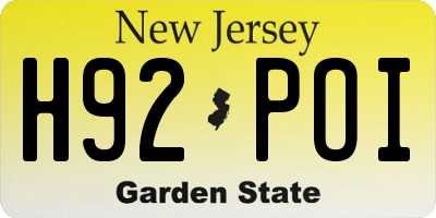 NJ license plate H92POI