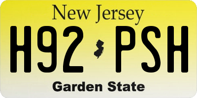 NJ license plate H92PSH