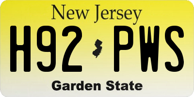 NJ license plate H92PWS