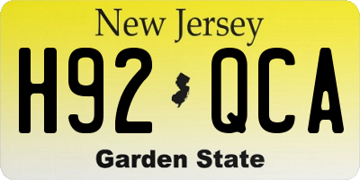 NJ license plate H92QCA
