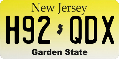 NJ license plate H92QDX