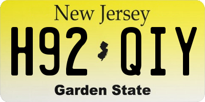 NJ license plate H92QIY