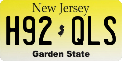 NJ license plate H92QLS