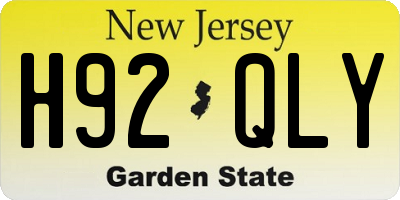 NJ license plate H92QLY