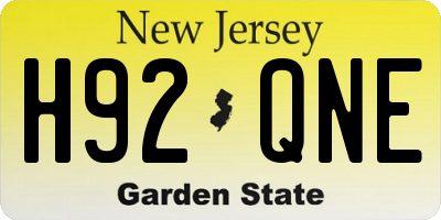 NJ license plate H92QNE