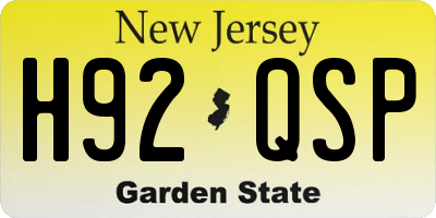 NJ license plate H92QSP