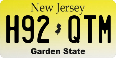NJ license plate H92QTM