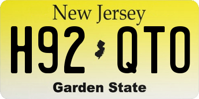 NJ license plate H92QTO