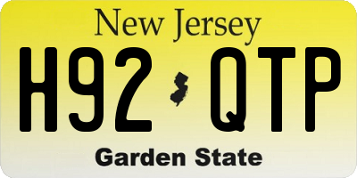 NJ license plate H92QTP
