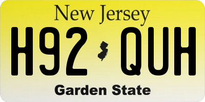 NJ license plate H92QUH