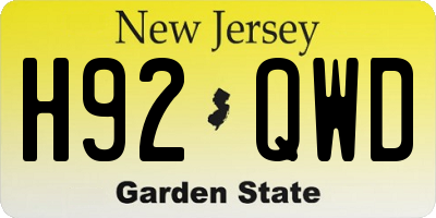 NJ license plate H92QWD