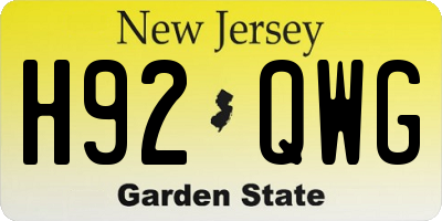 NJ license plate H92QWG