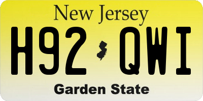 NJ license plate H92QWI