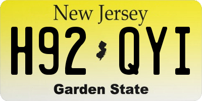 NJ license plate H92QYI