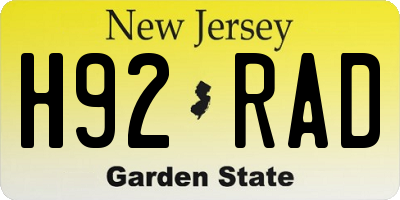 NJ license plate H92RAD
