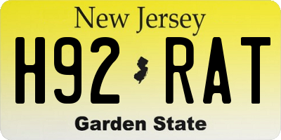 NJ license plate H92RAT