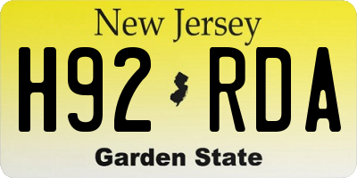 NJ license plate H92RDA