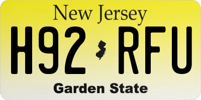 NJ license plate H92RFU